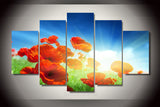 Red Flower Group 5 Pcs Wall Canvas -  - TheLedHeroes