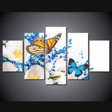 Butterfly Flower Group 5 Pcs Wall Canvas -  - TheLedHeroes