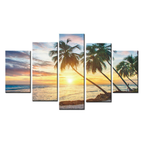 Palm Landscape 5 Pcs Wall Canvas -  - TheLedHeroes