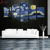 Starry night Vincent Willem Van Gogh 5 Pcs Wall Canvas -  - TheLedHeroes