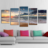 Blue Sea and Golden Sun 5 Pcs Wall Canvas -  - TheLedHeroes