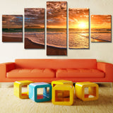 Seascape Sunset 5 Pcs Wall Canvas -  - TheLedHeroes
