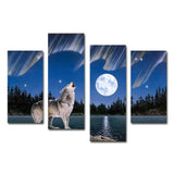 Wild Roaring Wolf 4 Pcs Wall Canvas -  - TheLedHeroes