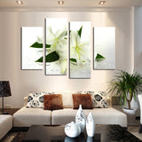 White Lily Flowers 4 Pcs Wall Canvas -  - TheLedHeroes