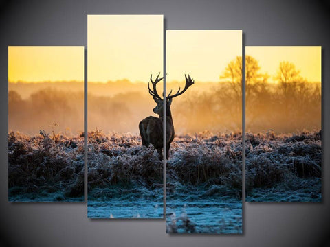 Sunset deer 4 Pcs Wall Canvas -  - TheLedHeroes