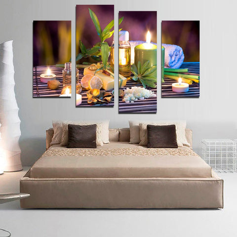 Purple Bamboo Candle 4 Pcs Wall Canvas -  - TheLedHeroes