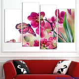 Butterfly and Orchid 4 Pcs Wall Canvas -  - TheLedHeroes