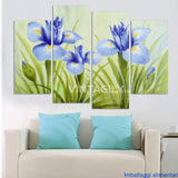 Blue Flowers 4 Pcs Wall Canvas -  - TheLedHeroes