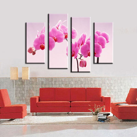 Pïnk Orchid Flower 4 Pcs Wall Canvas -  - TheLedHeroes