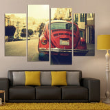 Orange Reflective Sports Car 4 Pcs Wall Canvas -  - TheLedHeroes