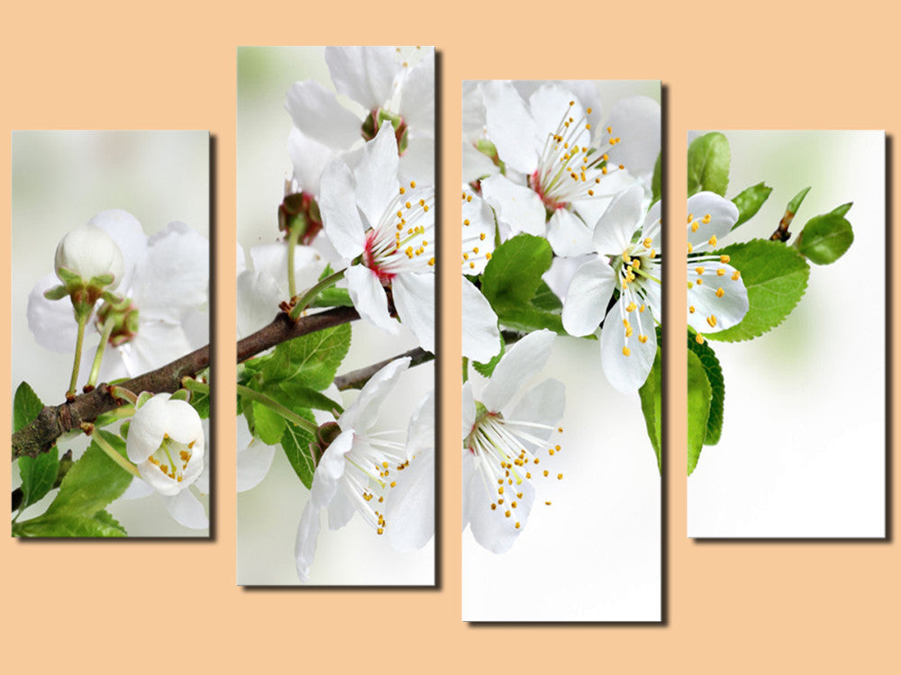 White Flowers 4 Pcs Wall Canvas -  - TheLedHeroes