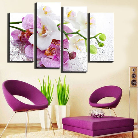 Pink flower butterfly 4 Pcs Wall Canvas -  - TheLedHeroes