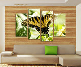 Yellow Black Butterfly Flower 4 Pcs Wall Canvas -  - TheLedHeroes