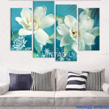 Art Flowers Blue 4 Pcs Wall Canvas -  - TheLedHeroes
