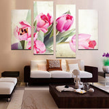 Pink Tulips 4 Pcs Wall Canvas -  - TheLedHeroes