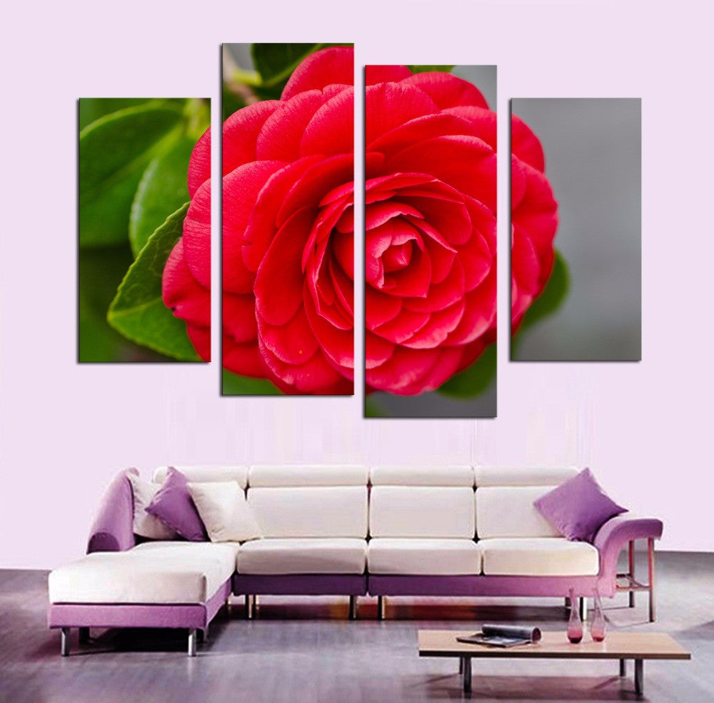 Red Flower 4 Pcs Wall Canvas -  - TheLedHeroes
