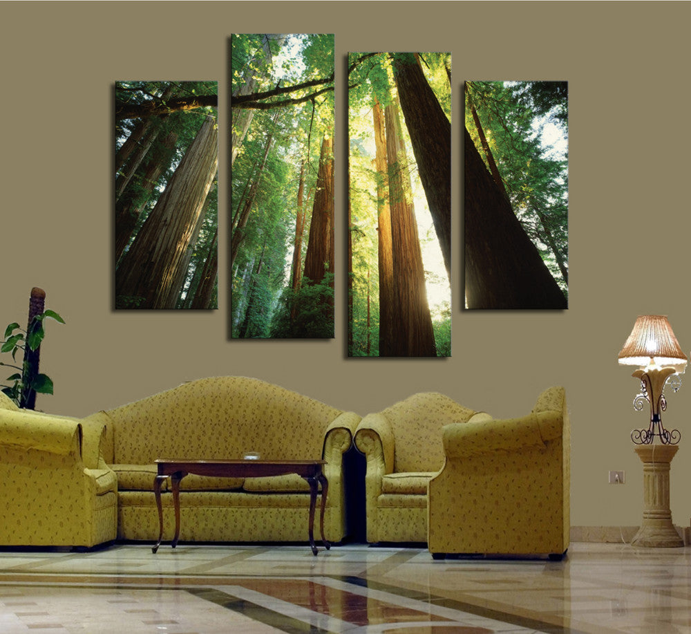 Green Forest Landscape 4 Pcs Wall Canvas -  - TheLedHeroes
