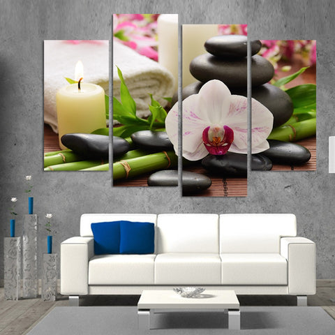 Spa stone bamboo 4 Pcs Wall Canvas -  - TheLedHeroes