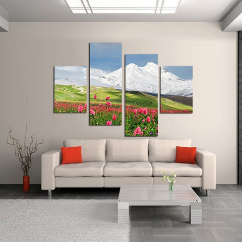 Snowy mountain 4 Pcs Wall Canvas -  - TheLedHeroes