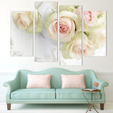 White rose Flowers 4 Pcs Wall Canvas -  - TheLedHeroes