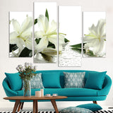 White Ibiscus Flowers 4 Pcs Wall Canvas -  - TheLedHeroes