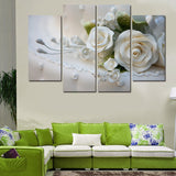 White Flower 4 Pcs Wall Canvas -  - TheLedHeroes