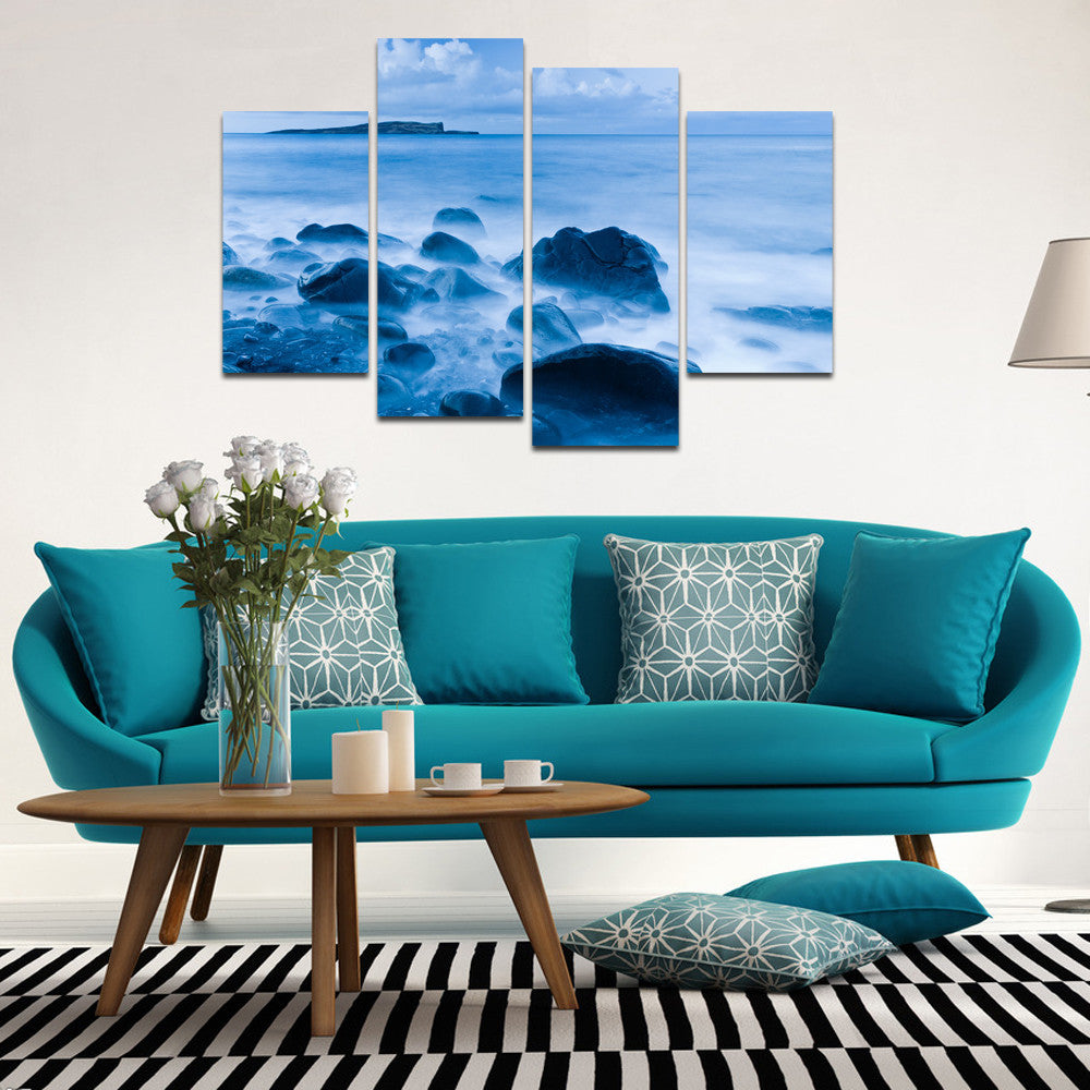 Sea View and Stone 4 Pcs Wall Canvas -  - TheLedHeroes