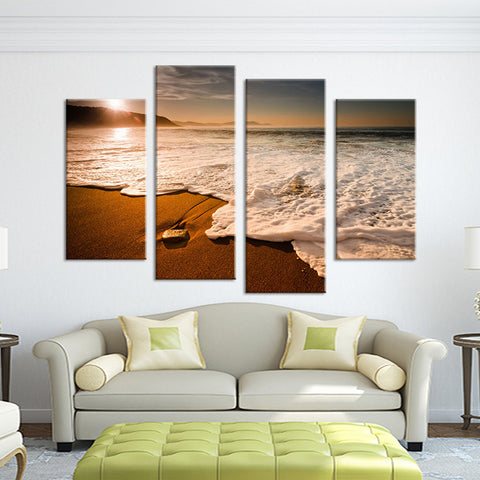 Seascape with waves 4 Pcs Wall Canvas -  - TheLedHeroes