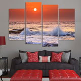 Orange Seascape 4 Pcs Wall Canvas -  - TheLedHeroes