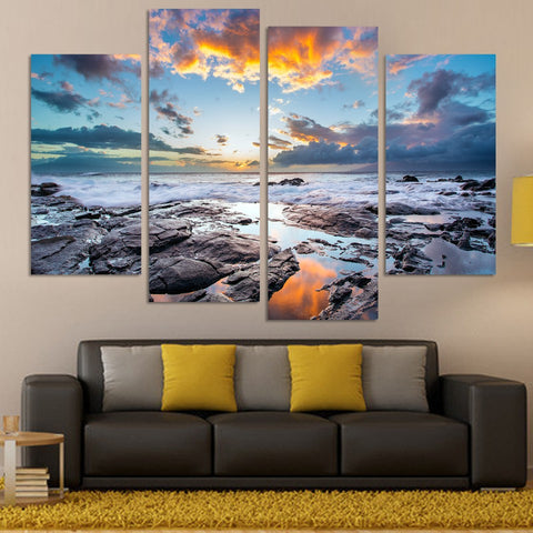 Seaview With Ship 4 Pcs Wall Canvas -  - TheLedHeroes