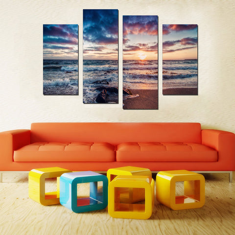 Seascape picture 4 Pcs Wall Canvas -  - TheLedHeroes