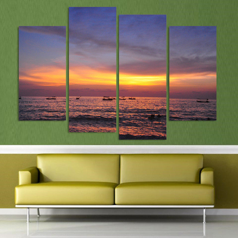 Sunset Seaview 4 Pcs Wall Canvas -  - TheLedHeroes