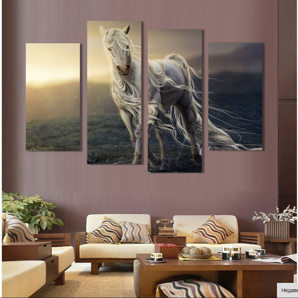 White Horse 4 Pcs Wall Canvas -  - TheLedHeroes