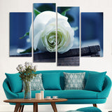 White Rose Flower 4 Pcs Wall Canvas -  - TheLedHeroes