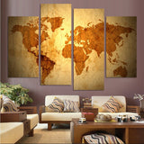 World Map 4 Pcs Wall Canvas -  - TheLedHeroes