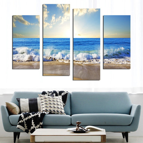 Sea Wave Landscape 4 Pcs Wall Canvas -  - TheLedHeroes