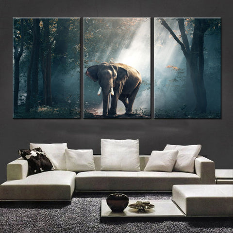 Elephant landscape 3 Pcs Wall Canvas -  - TheLedHeroes