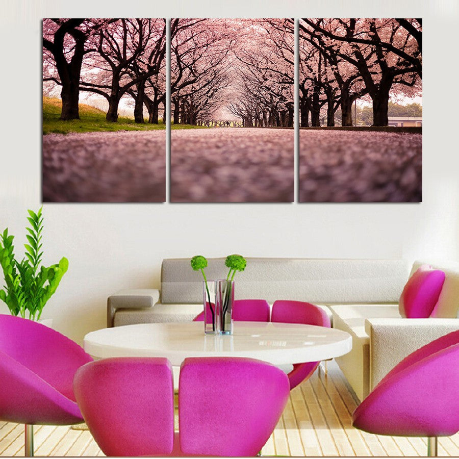 Alley of trees 3 Pcs Wall Canvas -  - TheLedHeroes