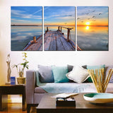 Morning Sunrise Seascape 3 Pcs Wall Canvas -  - TheLedHeroes