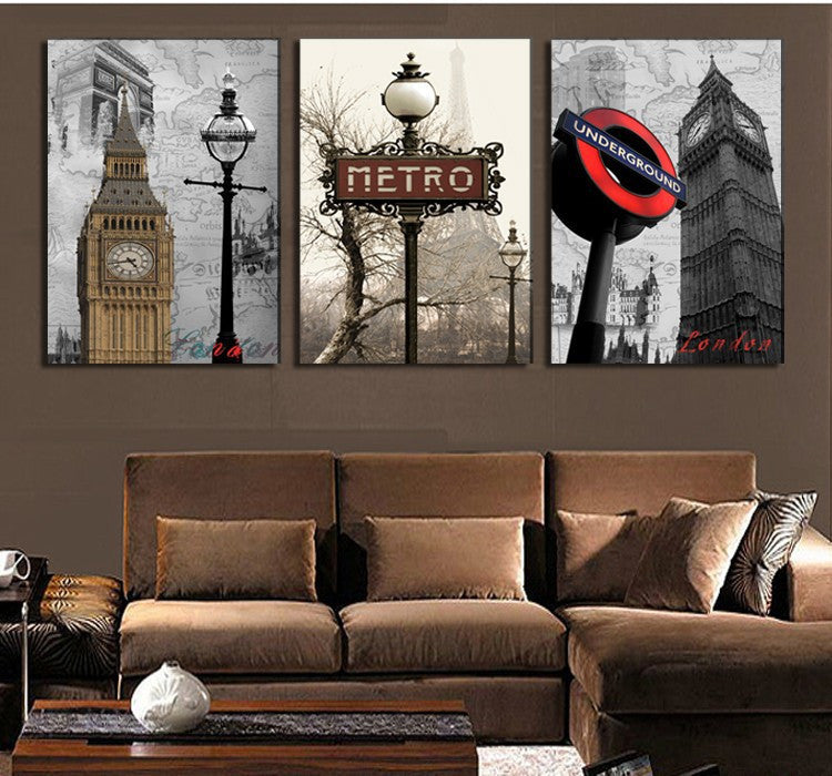London city scenery 3 Pcs Wall Canvas -  - TheLedHeroes
