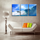 Dolphin Surfing 3 Pcs Wall Canvas -  - TheLedHeroes
