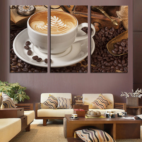 Coffee cup 3 Pcs Wall Canvas -  - TheLedHeroes