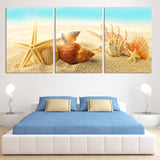 Starfish and beach 3 Pcs Wall Canvas -  - TheLedHeroes