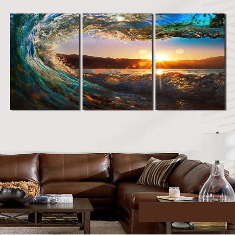 Sea wave 3 Pcs Wall Canvas -  - TheLedHeroes