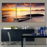 Seascape Blue Ocean Sunset 3 Pcs Wall Canvas -  - TheLedHeroes