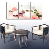 Coffee rose flowers 3 Pcs Wall Canvas -  - TheLedHeroes
