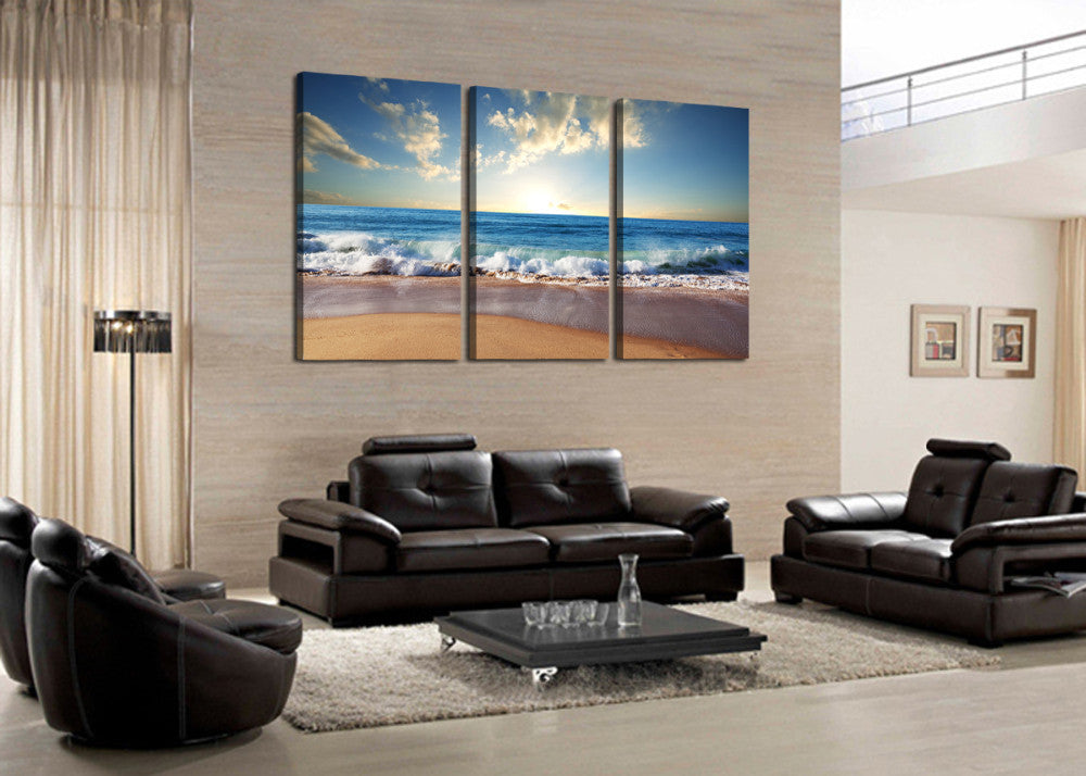 Large sea 3 Pcs Wall Canvas -  - TheLedHeroes