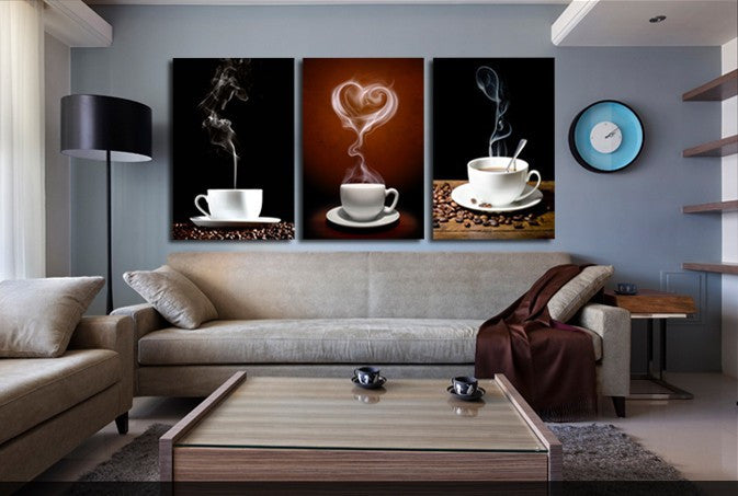 Coffee 3 Panel 3 Pcs Wall Canvas -  - TheLedHeroes