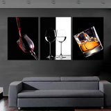Ice Red Wine Cup Bottle 3 Pcs Wall Canvas -  - TheLedHeroes