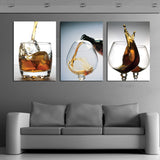 Modern vintage kitchen wine glass 3 Pcs Wall Canvas -  - TheLedHeroes